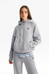 スモールチェリーサイドポケットフーディー／SMALL CHERRY SIDE POCKET HOODIE [MELANGE GRAY]