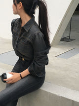 [BELLIDE MADE]  vintage cropped denim shirt