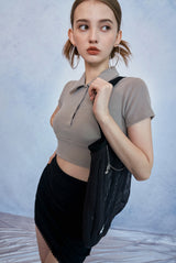 HIDE Collar Button Top (Light Khaki) (6570967400566)