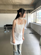 パーカーブヴィンテージ刺繍レイヤードナッシュミニワンピース