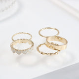 スワンハートレイヤードリングセット / Swan Heart Layered Ring Set / 5 set (2 color)