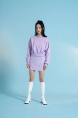 ラインストーン刺繍クロップ丈トレーナー紫 -Embroidery Rhinestone Cropped Sweatshirt PURPLE (4397431423094)