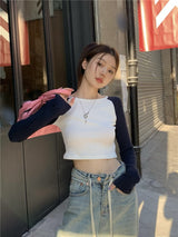 ナグランクロップドロングスリーブTシャツ/ Nagrang cropped long sleeve tee