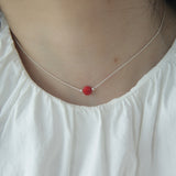 コーラルシルバーボールチェーンネックレス / Coral Silverball Chain Necklace