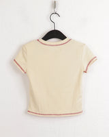 チャカレッドプリントクロップ半袖Tシャツ / Chaka Red Printed Cropped Short Sleeve T-Shirt