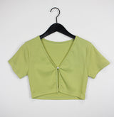 ワンボタンショートスリーブTシャツ/One Button Short Sleeve T-shirt (5color)