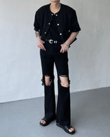 ミュファダメージカッティングデニム / MG617 Mufa Damage Cutting Denim (2 colors)