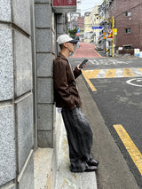 No.0089 rain washing wide black denim PT