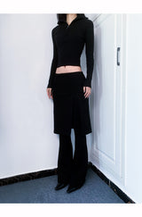Chic slit skirt bootcut pants