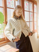 Stripe Patched Quilting Jacket (Ivory)