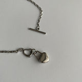サージカルスチールハートトグルバーネックレス/htt Surgical steel heart toggle bar lock necklace