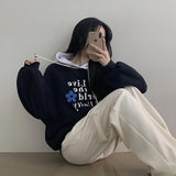 Flower Printed Coloring Oversized Fit Hoodie (3 colors)