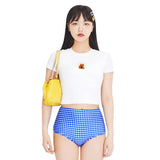 90sベアクロップスパンショートスリーブTシャツ/90s bear crop span short sleeve t-shirts (white)
