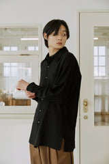 リネンパッチシャツ / unisex linen patch shirts black