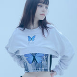 バタフライクロップスウェットシャツ/0 8 butterfly crop sweat shirt - GREY