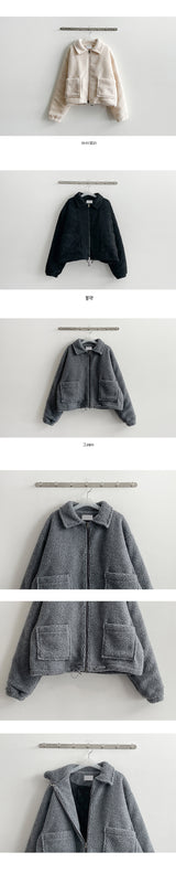 [Quilted] Two-way String Dumble Wool Collar Pocket Zip-Up Jumper