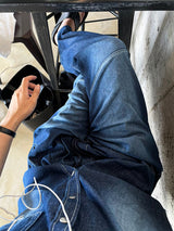 line brush wide denim pants