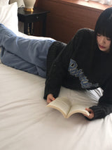 [Wool 10] Beel Bokashi Lettering Boxy Overfit Knit