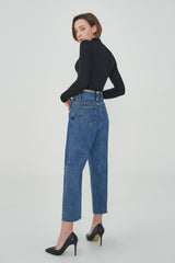 セミワイドストレートフィットスリットデニム / CLASS:y RIWON WORN SEMI WIDE STRAIGHT FIT SLIT DENIM PANTS [6873]