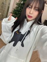 ブラックキャットフードTシャツ