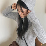 止まり木バラクラバ パーカー アンゴラ レタリング 長袖ニット