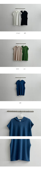 バーギーリネンボキシーフードベスト / Burgy Linen Boxy Hood Vest
