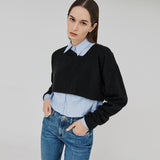 カットアウト２WAYウールクロップトップ / CUT OUT 2-WAY WOOL CROP TOP (BLACK)