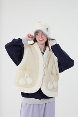 チェリーファーパディングベスト / CHERRY FUR PADDING VEST [BEIGE]