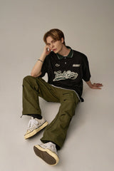 RETRO MATCH-COLLAR T-SHIRTS(BLACK)