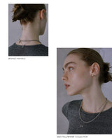 Mini Pleated Ribbon Necklace (Antique Silver)