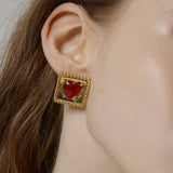 スクエアハートピアス/Square Heart Earrings_Gold