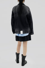 ウォッシングブラックブルーボクシージャケット / Washing Black Blue Boxy Jacket