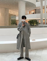 [ASCLO MADE] Linen Check Set Up Hood Coat (6562354233462)