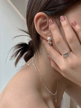 [92.5silver] heart pearl earrings