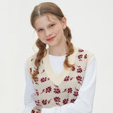 FLOWER JAQUARD KNIT VEST_BEIGE (6610820825206)