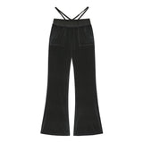 0 3 LOVE Velvet string pants - BLACK (6626823864438)