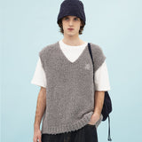 コットンブークレVネックベスト / Cotton boucle v neck vest