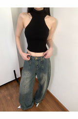Sleeveless polar ribbed crop knit