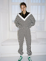 0 3 checkerboard zip-up top - BLACK (6683340963958)