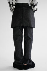 スカートレイヤードデニムパンツ / no.7713 Skirt Layered Denim Pants