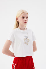 ウィッティバニートムボーイクロップTシャツ / WITTY BUNNY TOMBOY CROP T-SHIRT [WHITE]