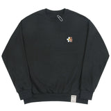 [UNISEX] Flower bear embroidery smile white clip sweatshirt (6658486435958)