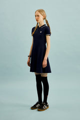 スモールチェリーフレアーピケドレス／SMALL CHERRY FLARED PIQUE DRESS [NAVY]
