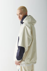 ウィンドブレーカーフーデッドリバーシブルジャケット/BSR2223FWJK036 TWAN WINDBREAKER HOODED REVERSIBLE JACKET CREAM/BLACK