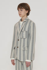 POCKET STRIPE BLAZER JACKET / GREY (6601031155830)