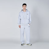 BASIC LOGO NEEDLEWORK HOODIE ZIP UP MELANGE 