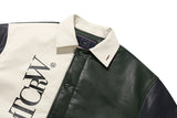 ビーガンレザーバーシティジャケット/VEGAN LEATHER VARSITY JACKET_NAVY