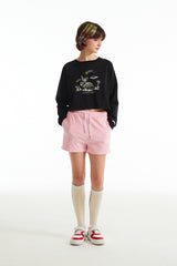 ウィティーバニースケッチクロップTシャツ／WITTY BUNNY SKETCH CROP T-SHIRT [BLACK]