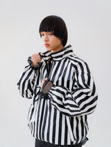 BSR2223FWJK008 STRIPE LOGO PADDING JUMPER WHITE BLACK