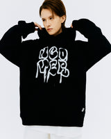 ラウンドタイポスプレーフーディー/ROUND TYPO SPRAY HOODIE-BLACK